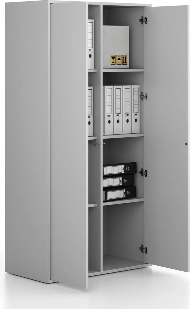 Szafka biurowa FRAME, 2x drzwi, 872 x 450 x 1735 mm, PUSH-lock, szary