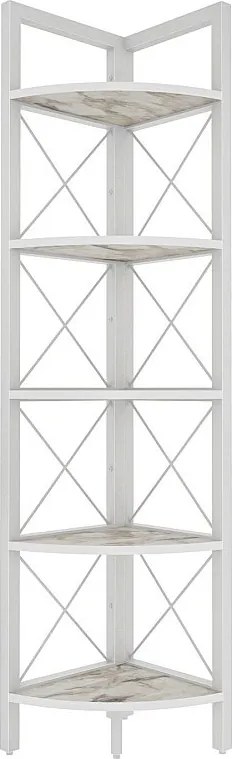 Nowoczesny biały regał, wysokość 160 cm, szerokość 30,5 cm, głębokość 33 cm | Płyta wiórowa pokryta melaminą w 100%, grubość 18 mm | Stylowe