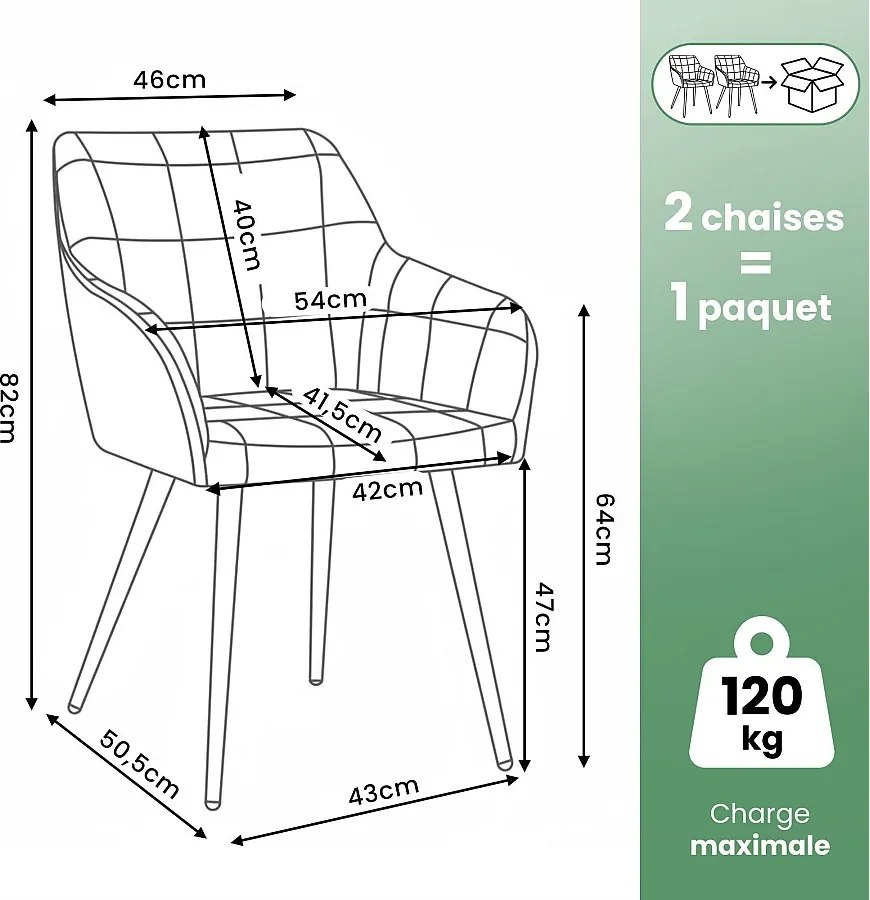 2x Krzesło tapicerowane z przeszyciami kwadratowymi Beżowe LUXANO Złote nogi
