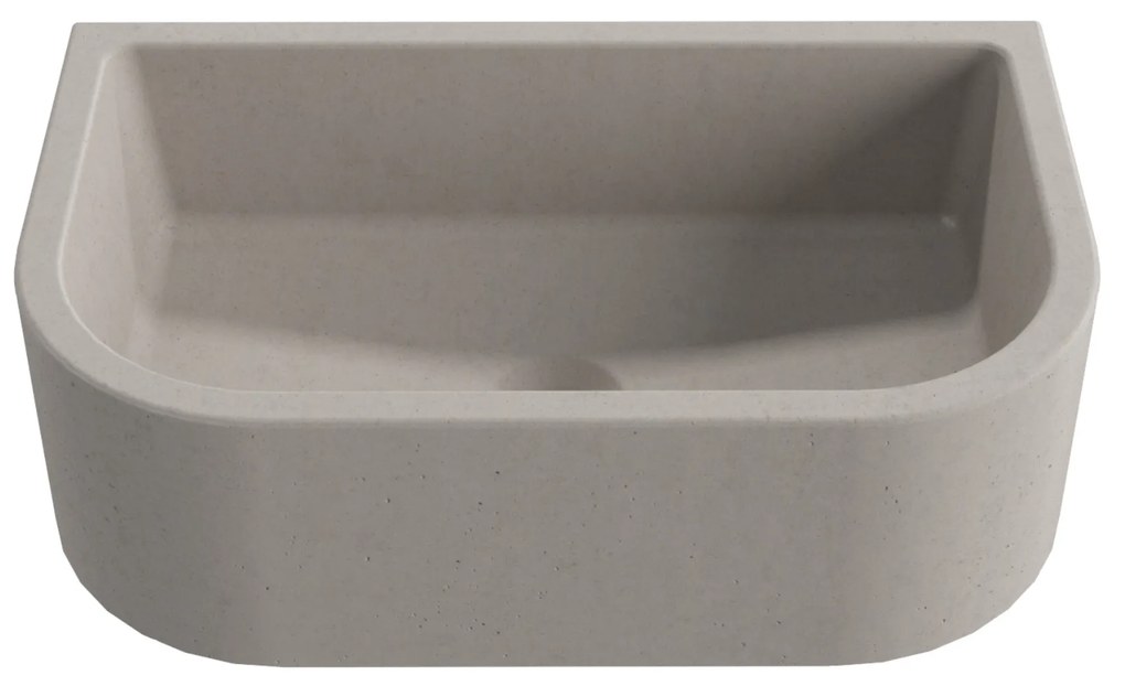 Umywalka betonowa półokrągła wisząca / nablatowa bez otworu na baterię 49 x 30 cm PALANGA | różne kolory : Kolor - Cappuccino, Typ montażu - podwieszana
