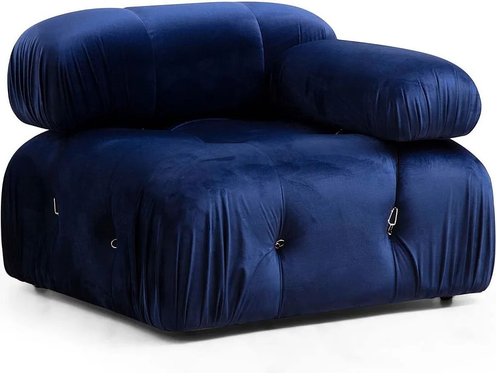 Elegancki fotel 1-osobowy, niebieski, 95x95x75 cm | Stelaż z drewna bukowego i płyty wiórowej, 100% poliester, zdejmowane oparcie i podłokietniki | Idealna para