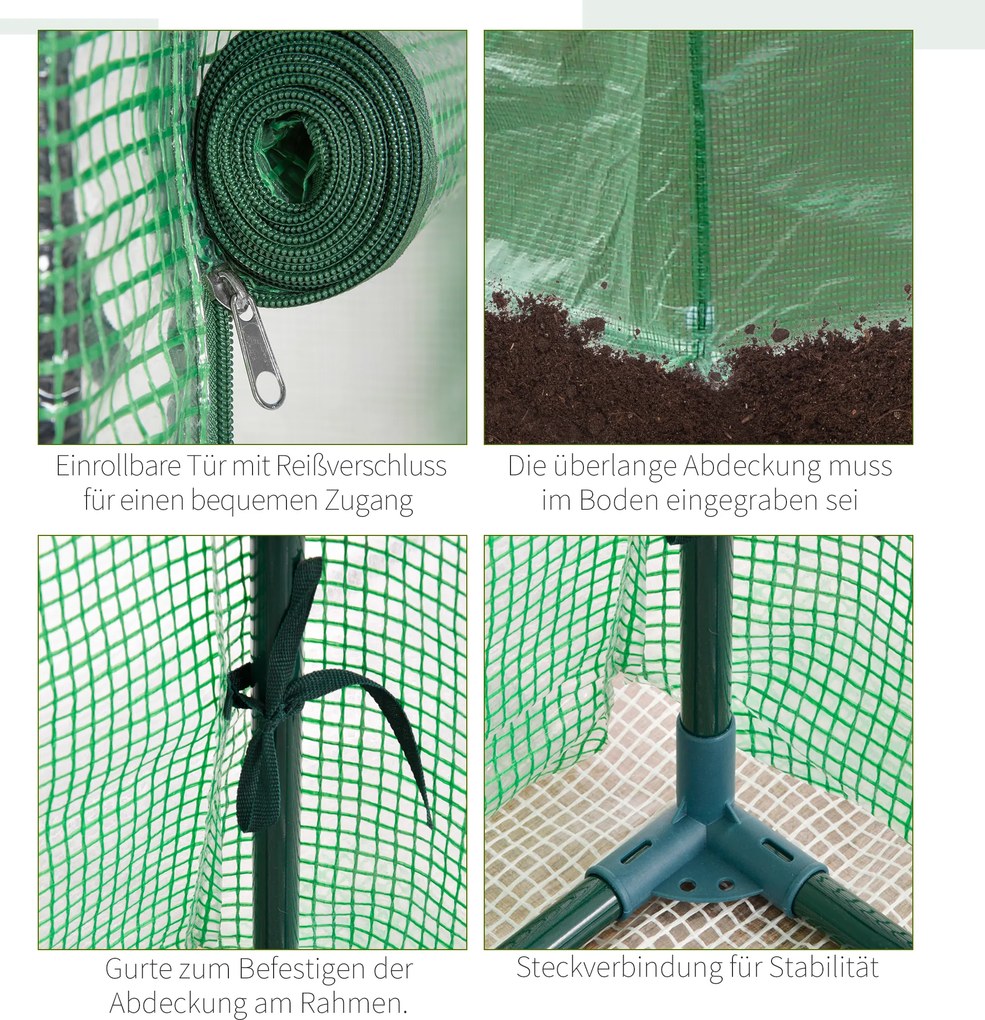 Outsunny szklarnia cieplarnia na pomidory, szklarnia ogrodowa, skrzynia z drzwiami zwijanymi stalowa zielona 100x50x150cm