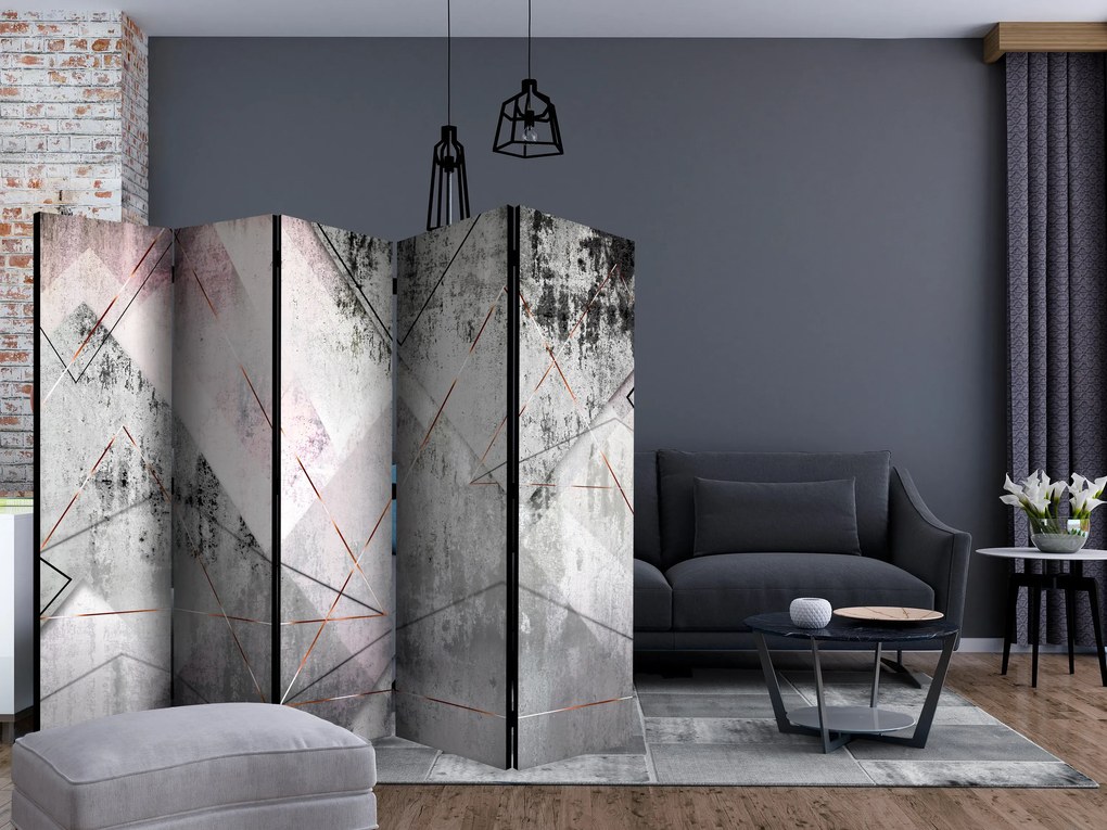 Parawan akustyczny Abstrakcje 225x172 cm 5-częściowy szary ARTGEIST B