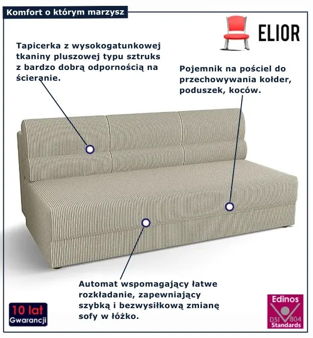 Beżowa rozgadana sofa sztruksowa P7-F80
