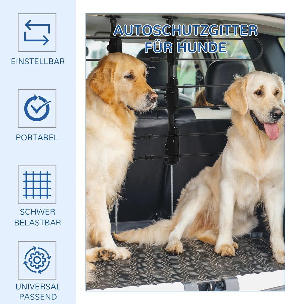 PawHut Bariery ochronne do samochodu dla psów Regulowane kratki bezpieczeństwa | Aosom PL