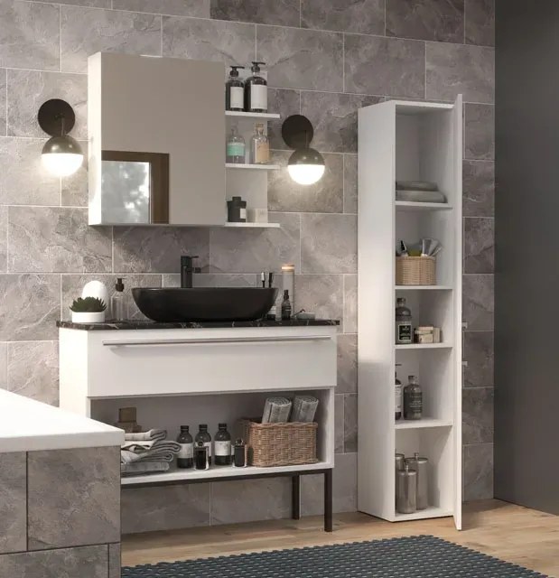 Minimalistyczny wąski słupek do łazienki biel połysk T9-C78