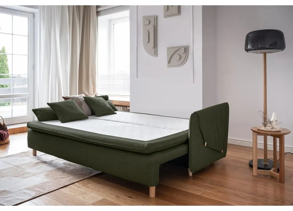 Zielona rozkładana sofa 207 cm Simon – Miuform