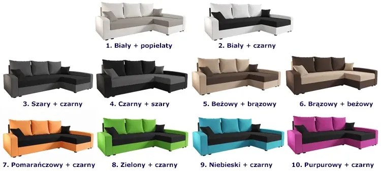 Narożnik Rozkładany Czarny + Szary Paradiso