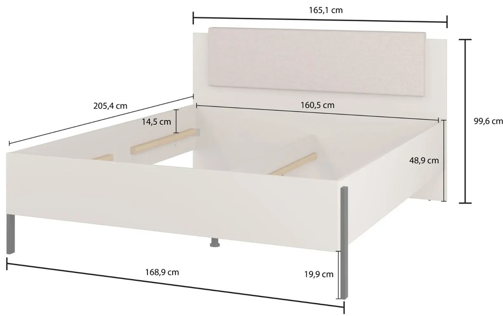 Łóżko JUKON 160x200 kaszmirowe z tapicerowanym zagłówkiem HELVETIA