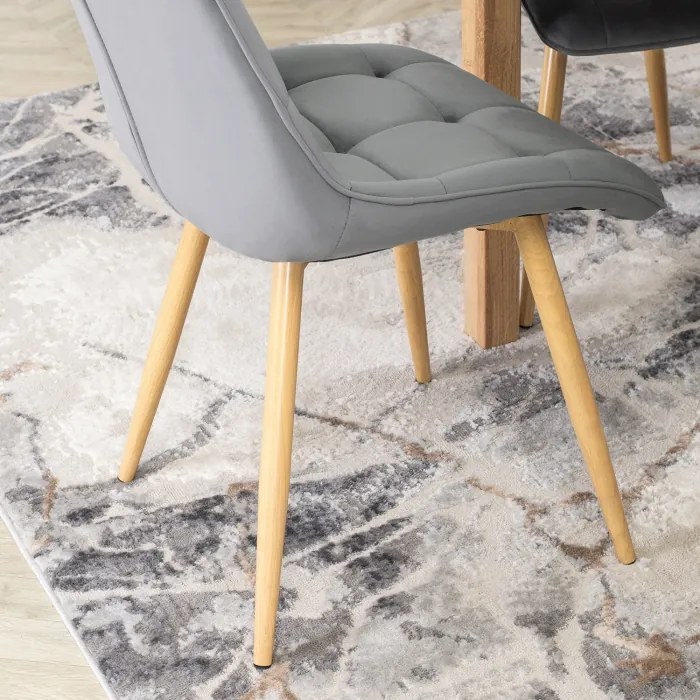 Krzesło Tapicerowane do Salonu RODRI Szare Welurowe Nowoczesne Loft