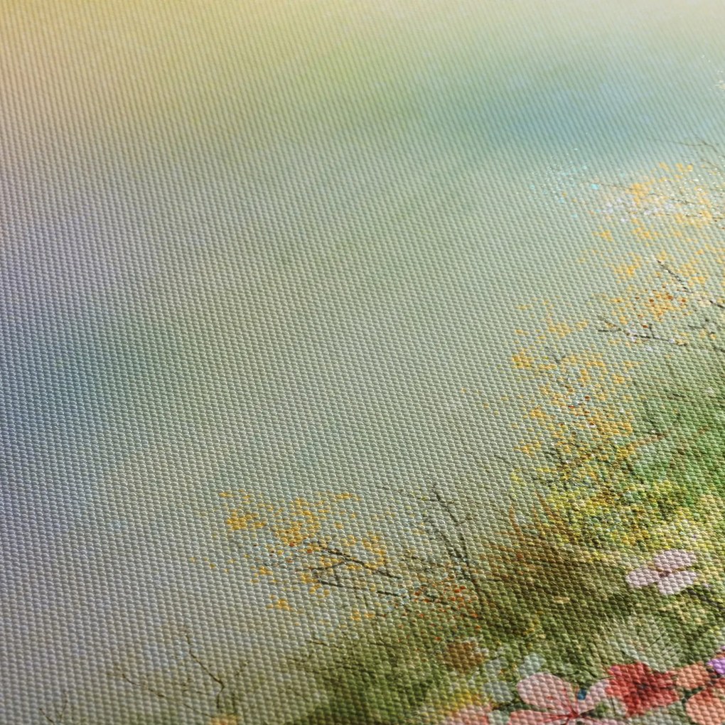 Obraz - Malowana łąka 2 (z zegarem) (90x30 cm)