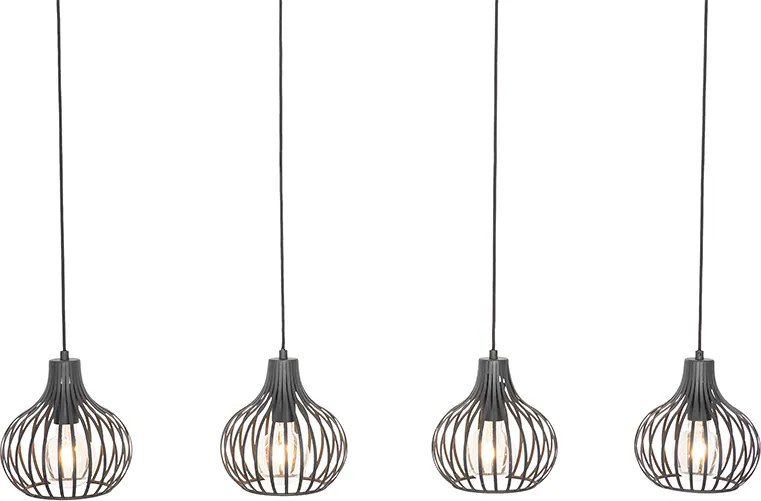 Nowoczesna lampa wisząca czarna 4-światłowa - Saffira