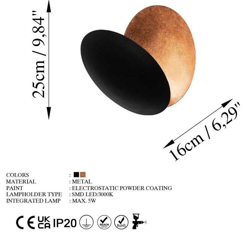 Kinkiet lampa ścienna Yosma-13639, czarny