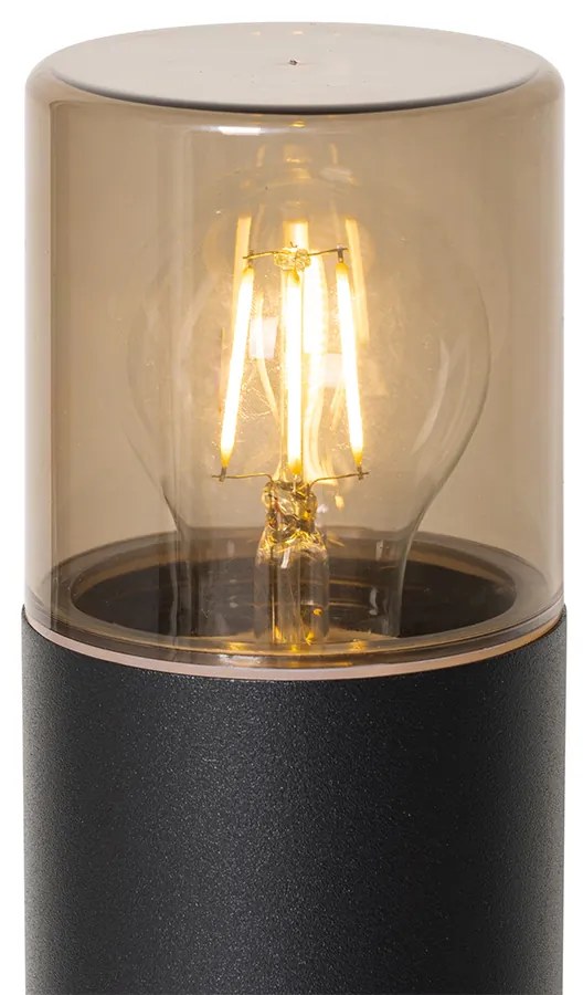 Zewnetrzna Lampa stojąca zewnętrzna czarna z kloszem w kolorze dymnym 70 cm - Odense Nowoczesny Oswietlenie zewnetrzne