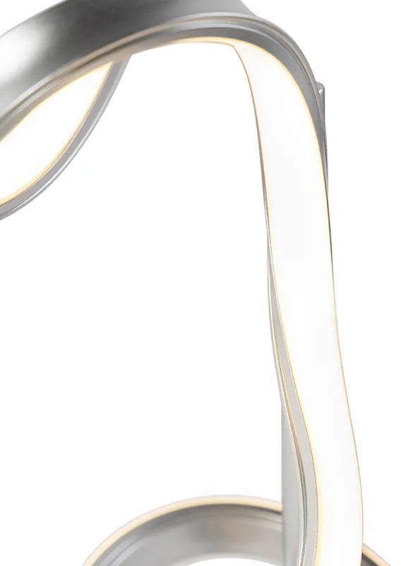 Designerska lampa stołowa srebrna z LED i ściemniaczem - KrisscrossDesignerski Oswietlenie wewnetrzne