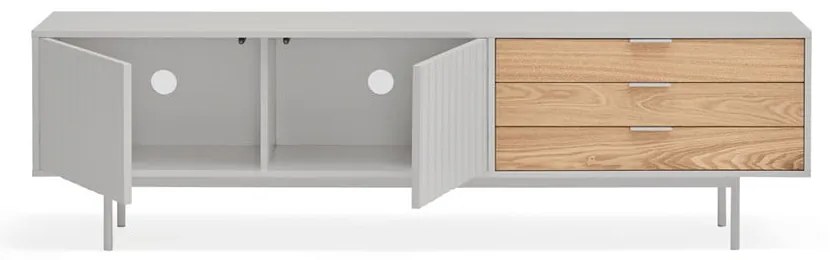 Szaro-naturalna szafka pod TV w dekorze dębu 180x52 cm Sierra – Teulat