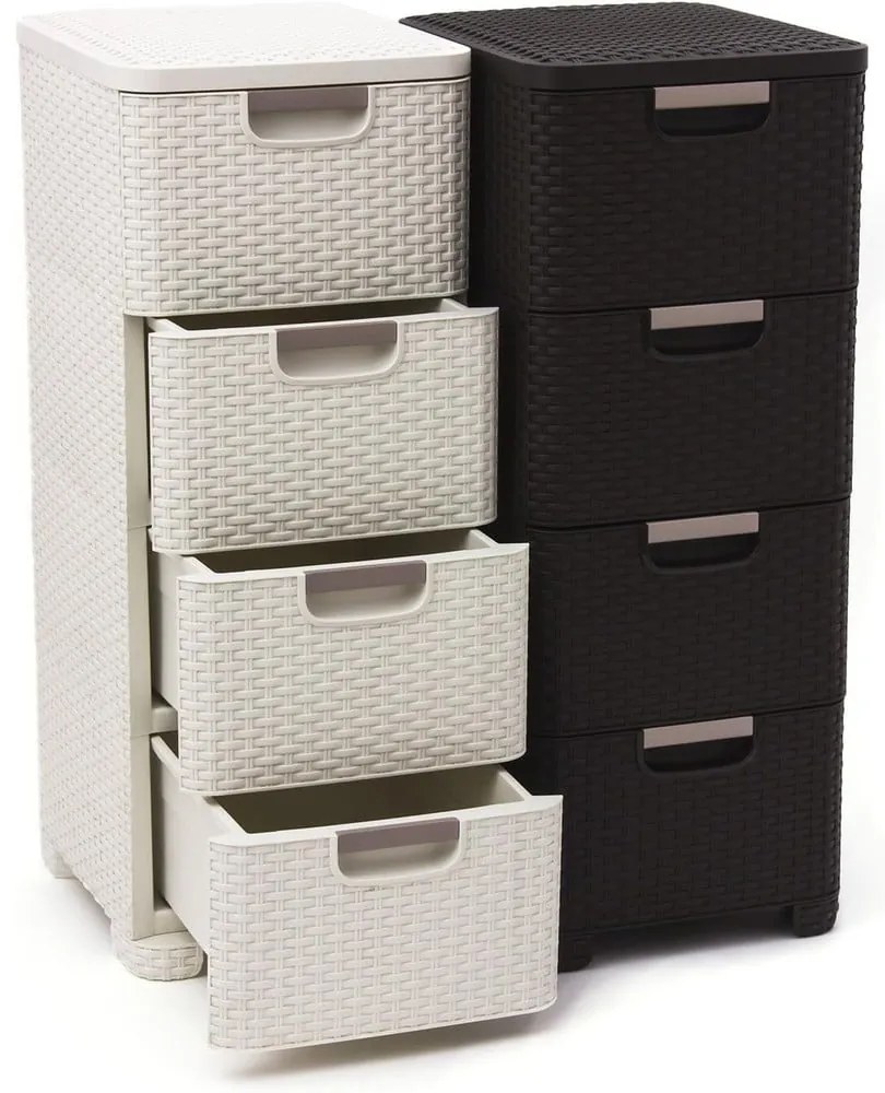 Kremowa plastikowa wysoka szafka łazienkowa 33x79 cm Rattan – Curver