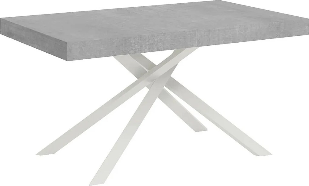 Stół rozkładany 140/224x80 cm Karida cementu nogi białe