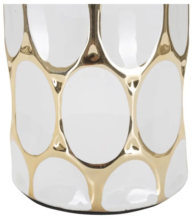 Ceramiczna lampa stołowa w biało-złotym kolorze z tekstylnym kloszem (wysokość 56 cm) Glam Carv – Mauro Ferretti