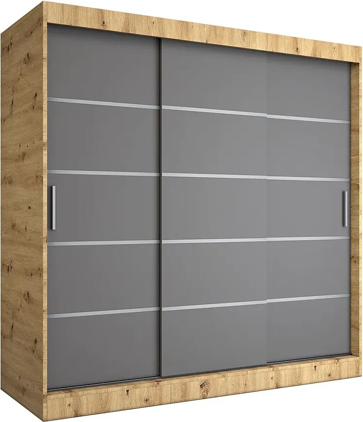 Szafa przesuwna dąb artisan + antracyt 200 cm L7-L80