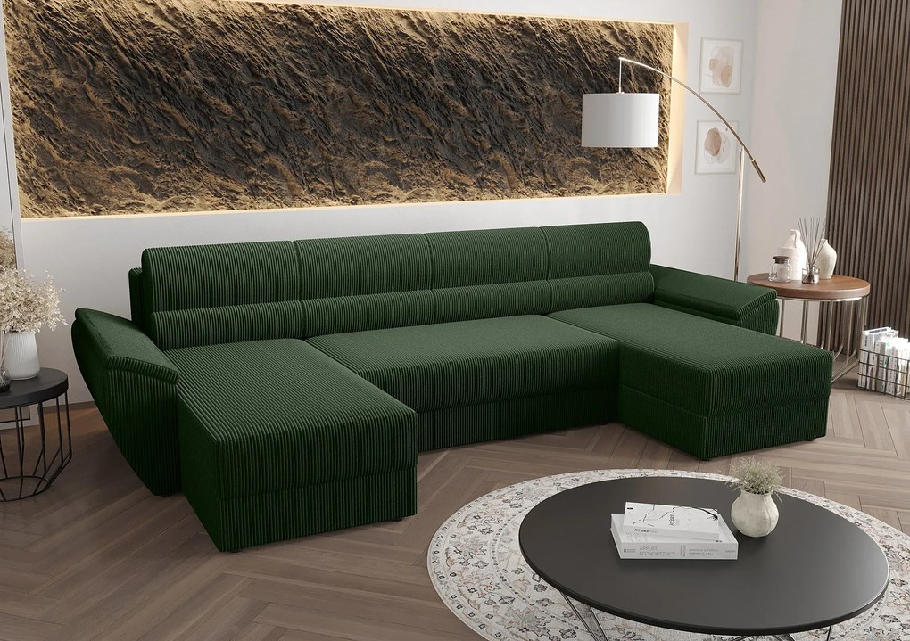 Zielony narożnik w kształcie U z pojemnikiem F6-W89