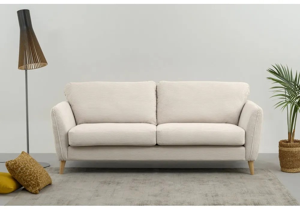 Biała sztruksowa sofa 206 cm Paris – Scandic