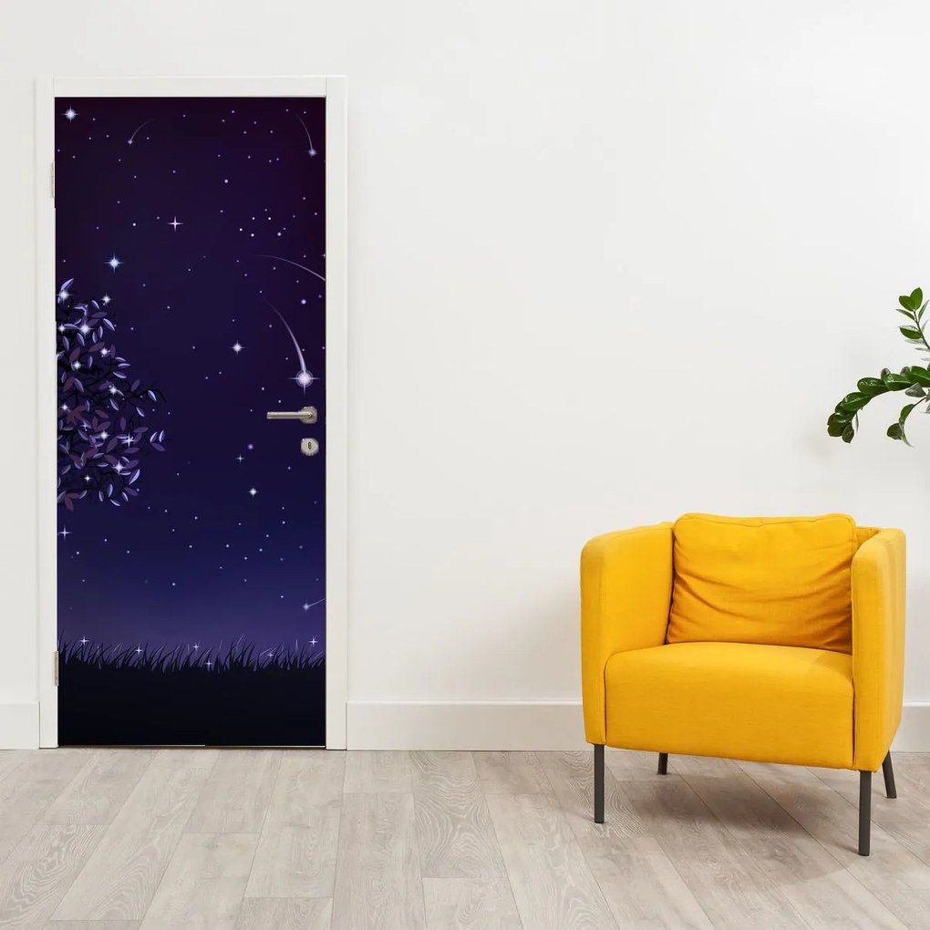 Fototapeta na drzwiach - Noc uchwycona na ilustracji (95x205cm)