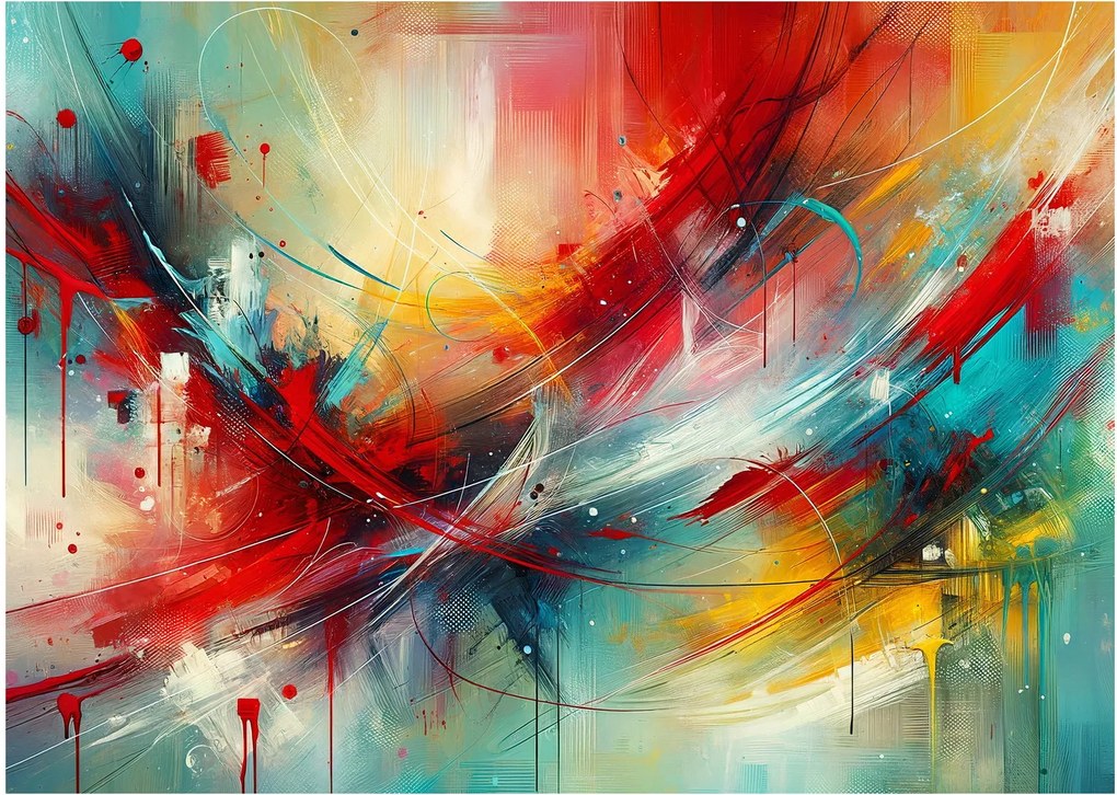 Obraz – Abstrakcja z czerwienią (70x50 cm)