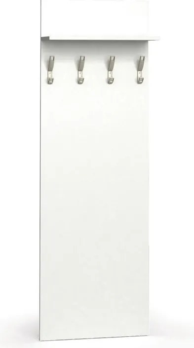 Garderoba z wieszakami HORIZONT, 4 haczyki, półka, biały