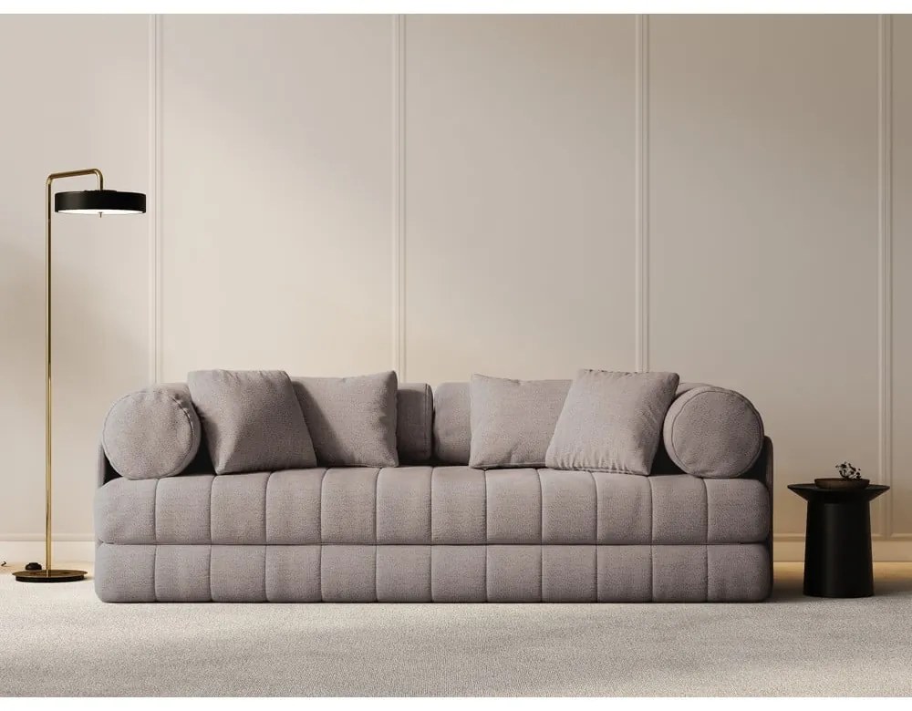 Szarobeżowa rozkładana sofa z materiału bouclé 206 cm Kemi – Cosmopolitan Design