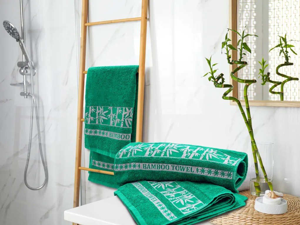 Ręcznik kąpielowy bambusowy BAMBOO 70x140 cm zielony, 70% bambus | 30% bawełna