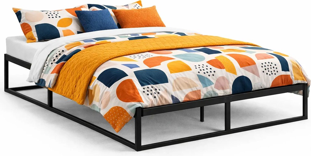 Czarne Metalowe Łóżko Niskie Stylu Loft 160X200 Cm Z5-A96