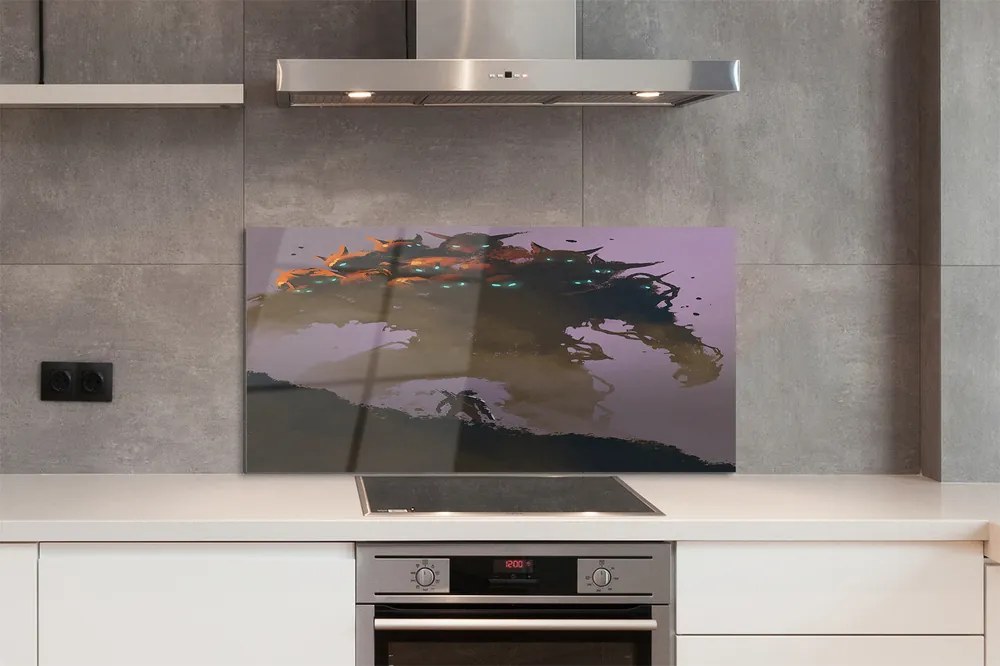 Panel szklany do Kuchni Mroczna Postać o Wielu Głowach