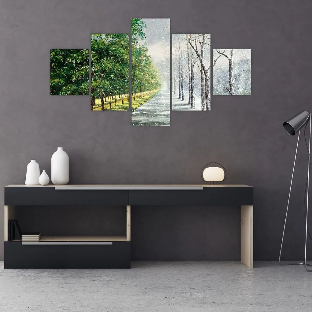 Obraz - Zima kontra lato (125x70 cm)