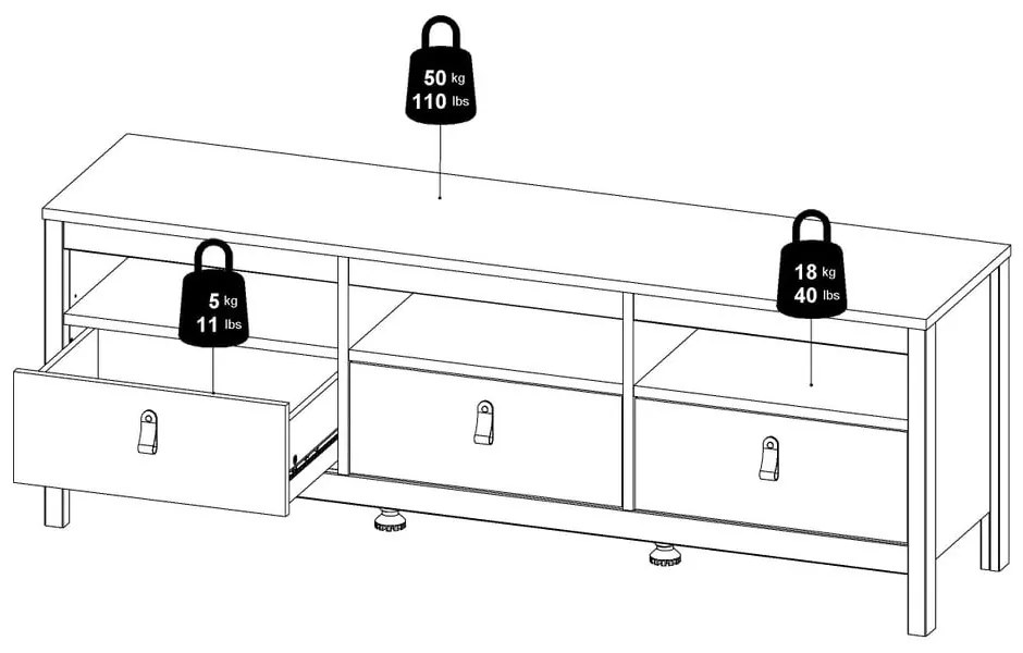 Szarobeżowa szafka pod TV 151x54x38 cm Madrid – Tvilum