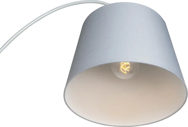 Inteligentna lampa łukowa stalowa z szarą tkaniną incl. wifi A60 - Bend