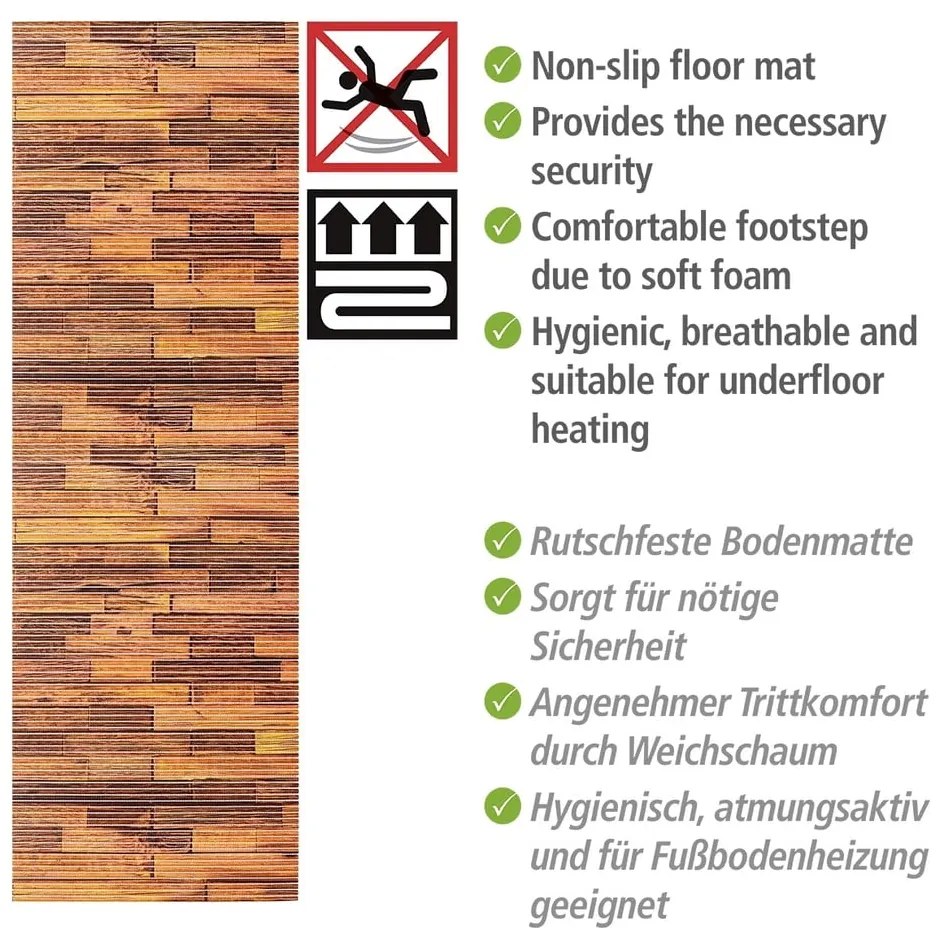 Brązowy plastikowy dywanik łazienkowy 65x200 cm Lambris – Wenko