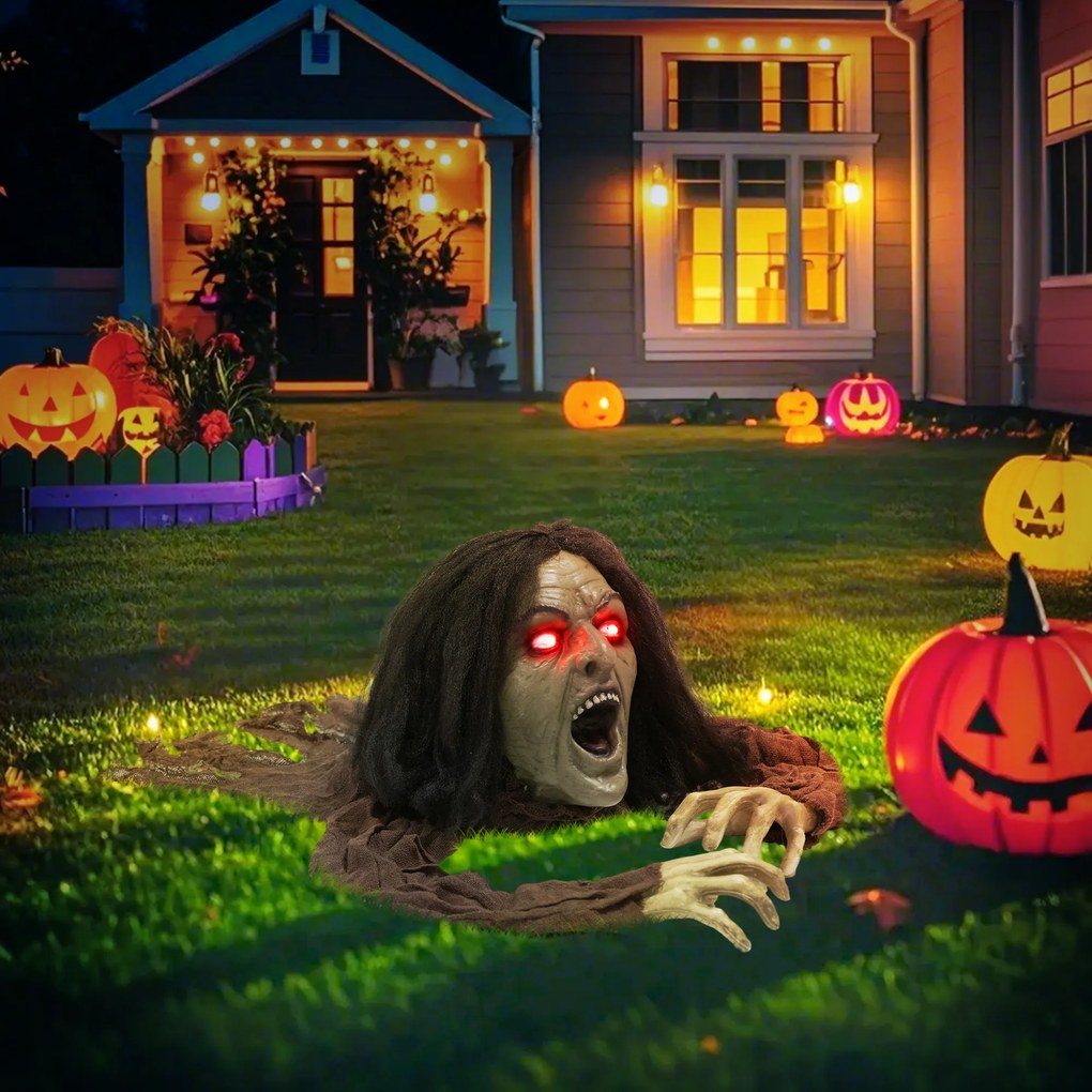 Outsunny Dekoracja Halloweenowa Pełzający Zombi, Dźwięki, Światła, Zasilanie Baterią