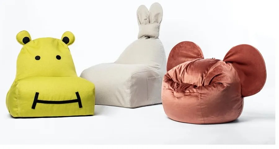 Zielony worek do siedzenia dla dzieci The Brooklyn Kids Funny Bunny