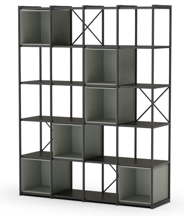 Zielono-czarny regał 140x179 cm Anya – Marckeric
