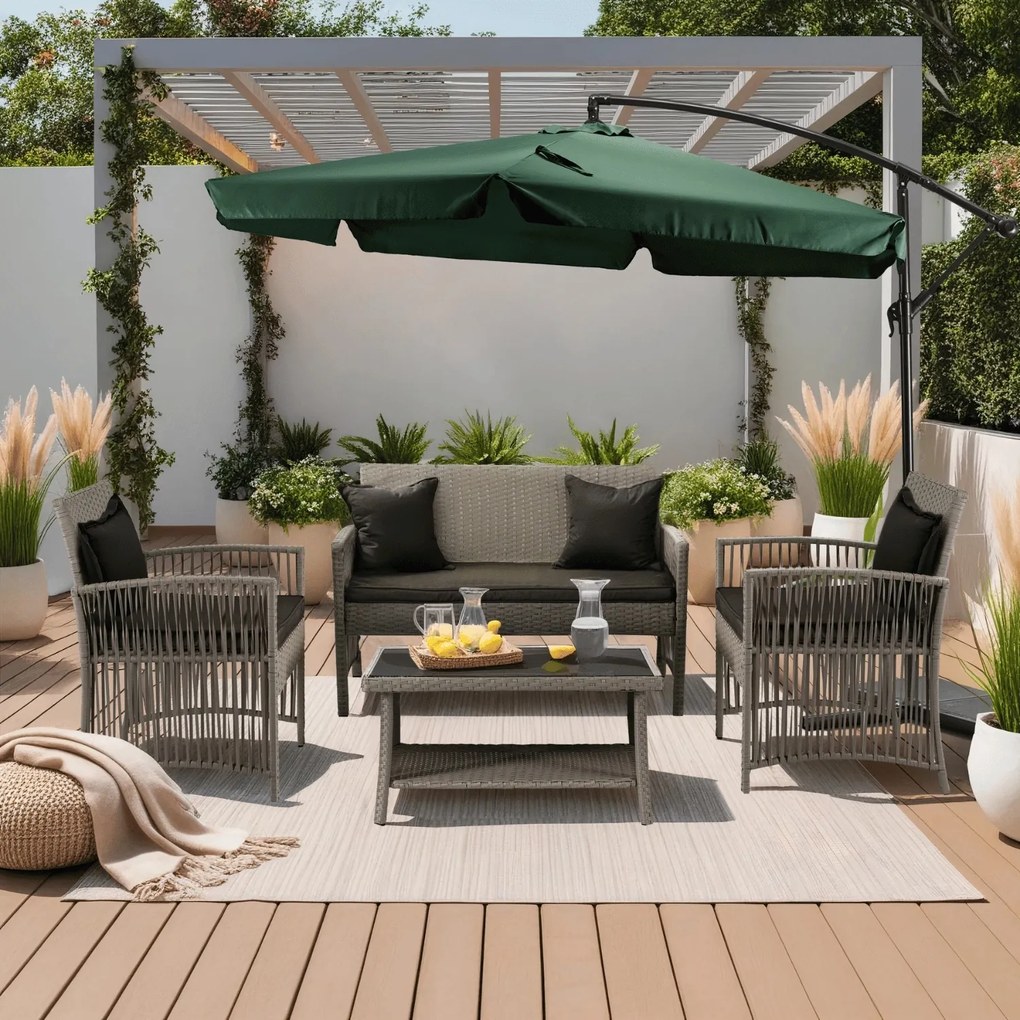 Składany parasol ogrodowy regulowany Akron, zielony