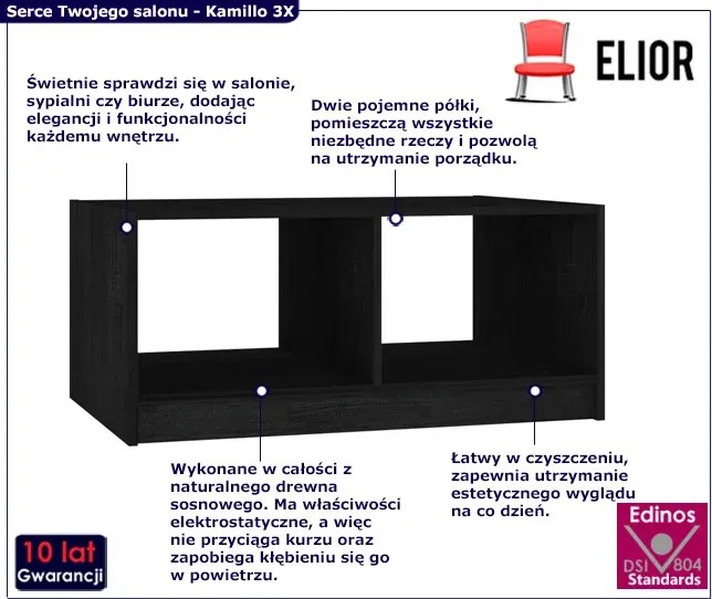 Czarna prostokątna ława do salonu G6-B73