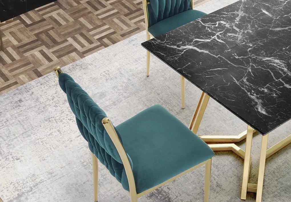 Szklany stół w stylu glamour Konami na złotych płozach