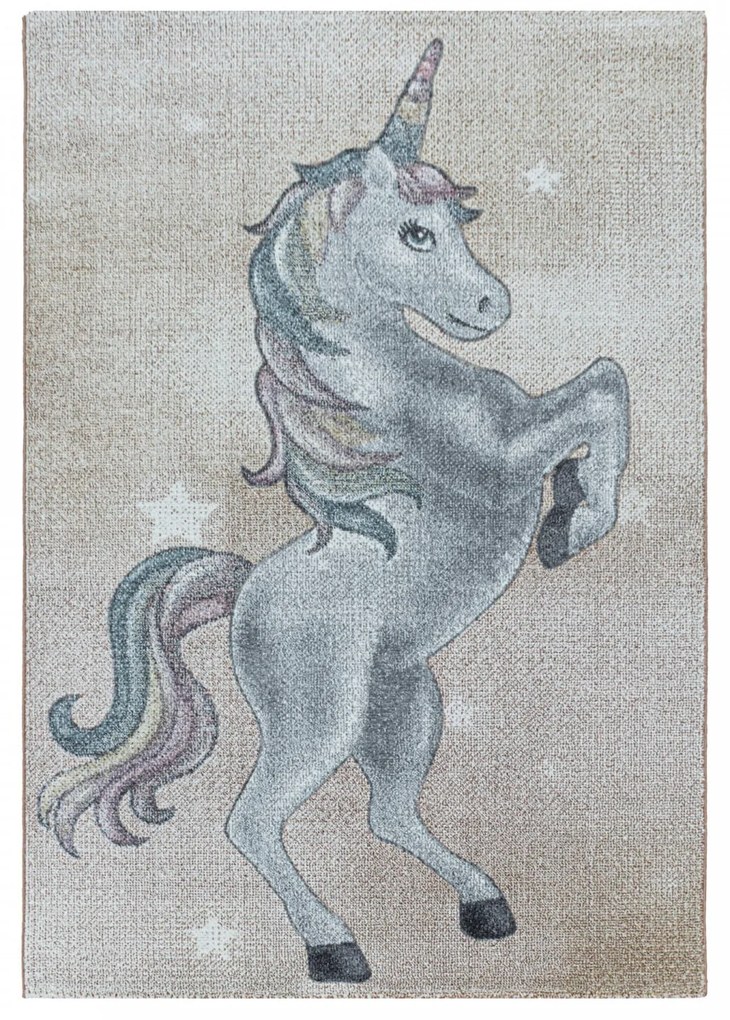 Dywan dziecięcy Funny jednorożec złoty 160 cm x 230 cm