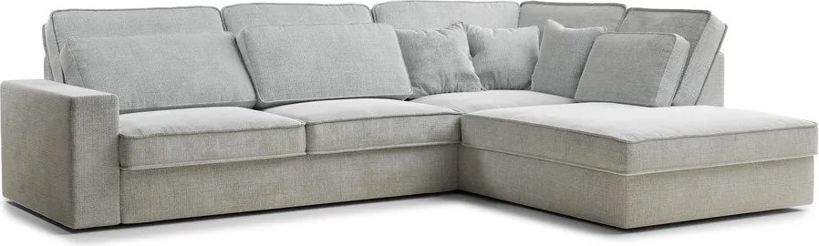 Jasnoszary narożnik z tkaniny szenilowej (prawostronny/w kształcie litery L) Kirou – Maison de Rêve