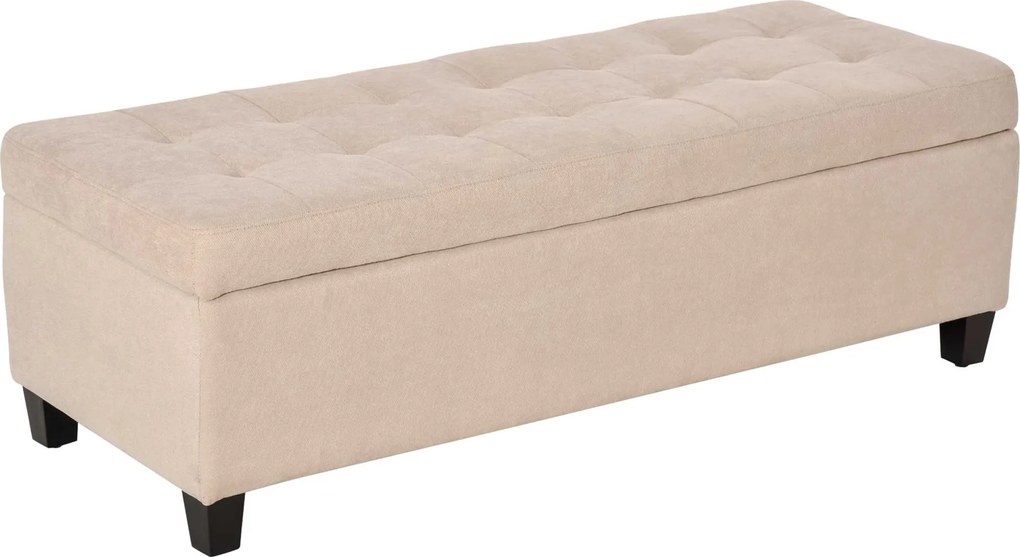 HOMCOM Ławka tapicerowana z miejscem do przechowywania, Guziki, do 120 kg, 125 x 49 x 41,5 cm, Beżowy