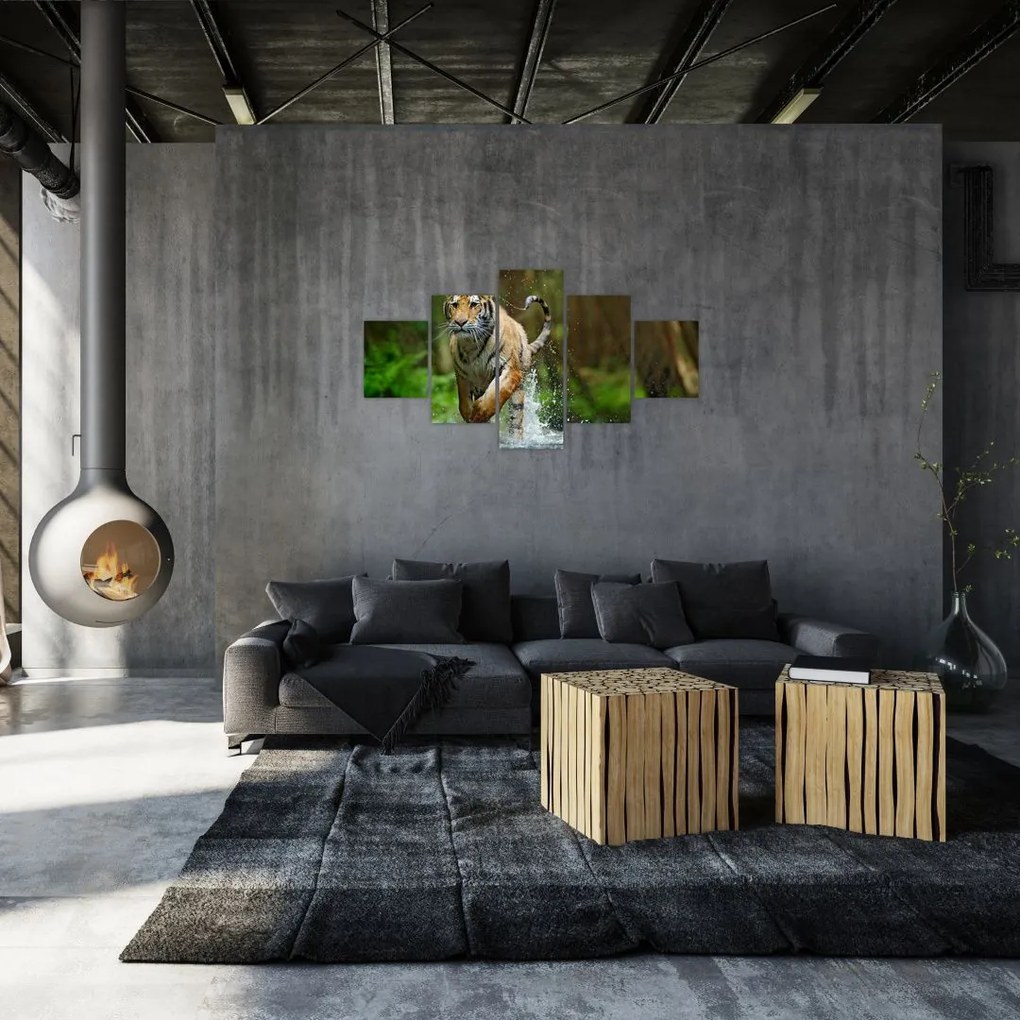 Obraz biegnącego tygrysa (125x70 cm)