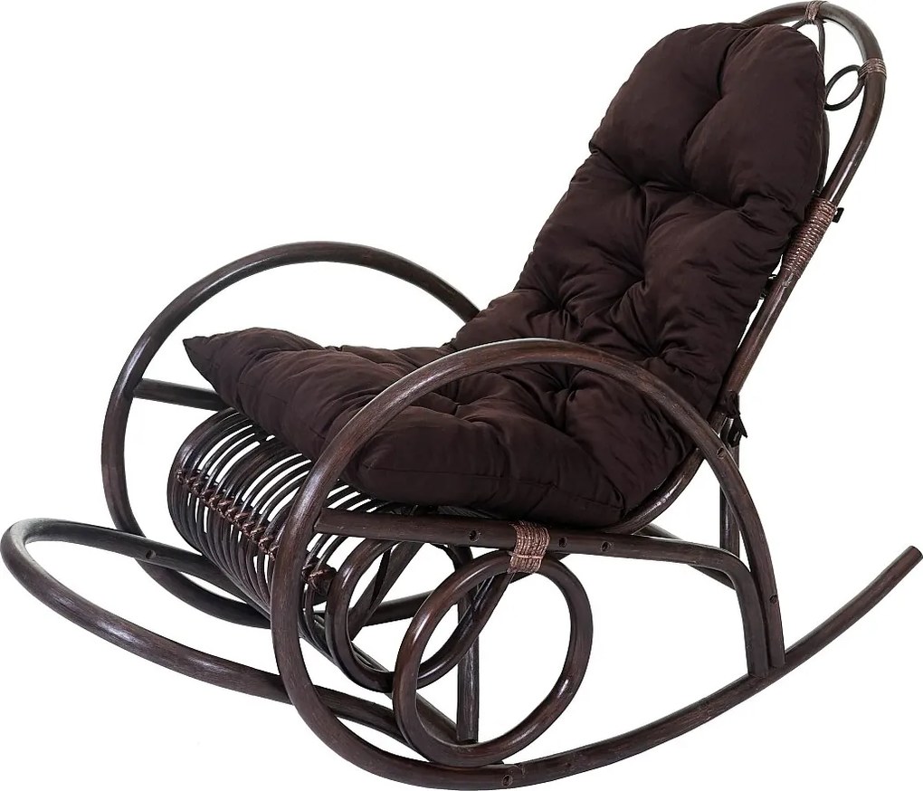 Fotel bujany MCW-C40 Rattan,  brązowa poduszka