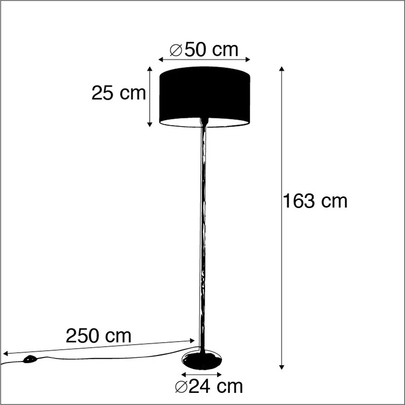 Lampa stojąca szara z czarnym kloszem 50 cm - Simplo Rustykalny / Vintage Oswietlenie wewnetrzne