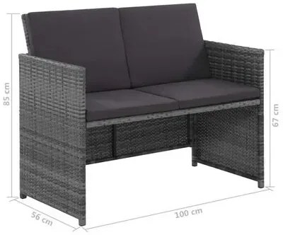 Szary zestaw mebli ogrodowych z poduszkami P2-L10